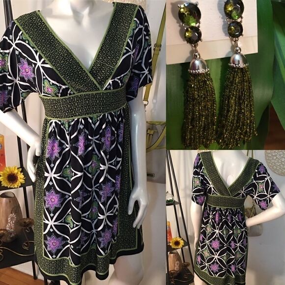 London Times front back v neck silky dress - Picture 1 of 8